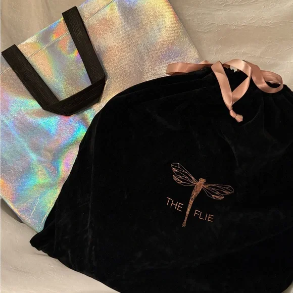 The Flie Ticket Holder Bag NEW velvet dust bag, clear stadium festival tote gift - Picture 3 of 10